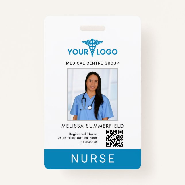 Badge Business Logo QR Code Nurse Employee Photo ID  (Devant)