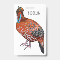 Cabot's tragopan bird cartoon illustration