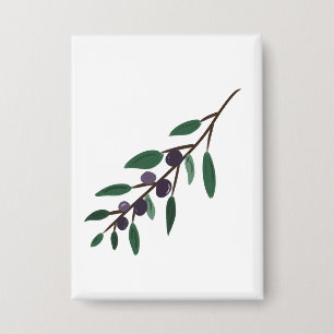 Badge Cadeau Botanique de Branche de Olive Méditerranéen