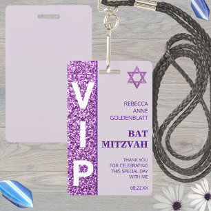 Badge Cadeau de fête de Bat Mitzvah VIP Unique Violet Gl