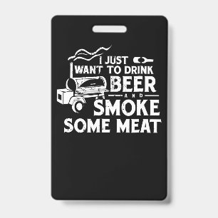 Badge Cadeau de maître de fumoir BBQ Boire Bière Viande 