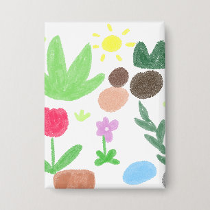 Badge Cadeau floral de jardin aux crayons joyeux