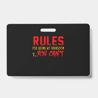Badge Cadeau pour petit-fils | Règle pour fréquenter mon