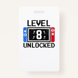 Badge Cadeaux de 8 ans Niveau 8e Jeu vidéo pour garçon d