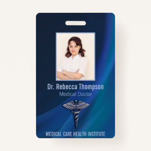 Badge Caduceus Chrome sombre Holographique Médicale ID p