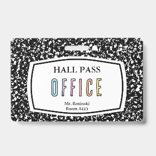 Badge cahier de composition laissez-passer de salle pour