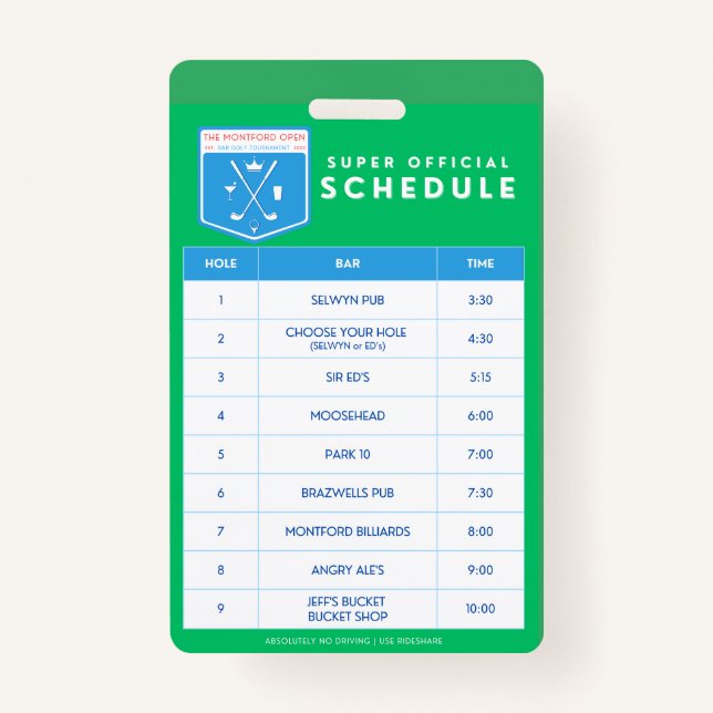 Badge Calendrier pour Lanyard (Devant)