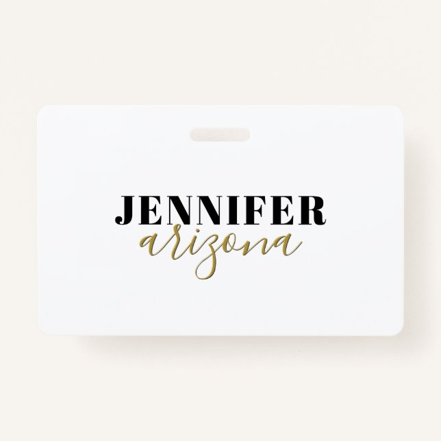 Badge Calligraphie Elegant Plain Ajouter son propre nom (Devant)