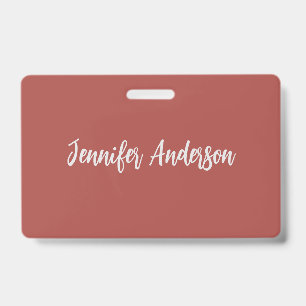 Badge Calligraphie Élégante Brique Rouge Personnalisée