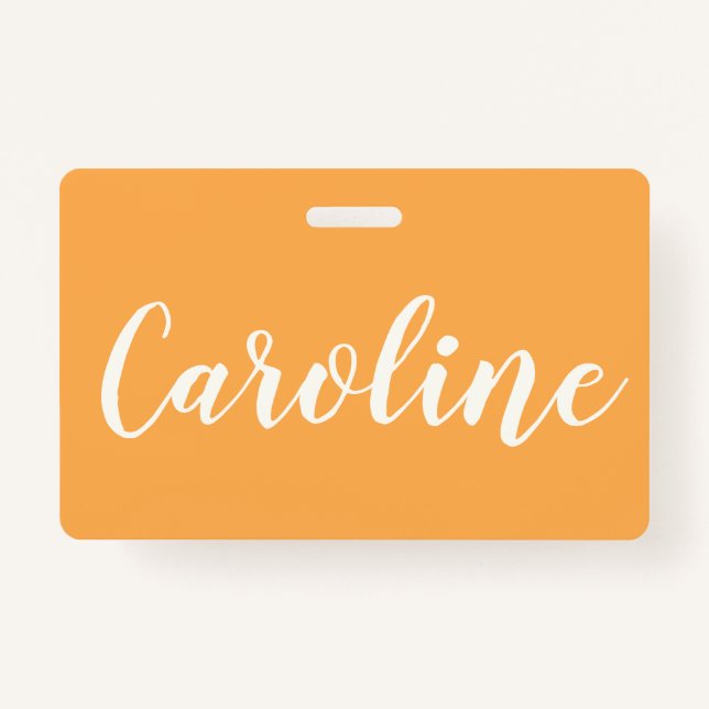 Badge Calligraphie moderne tendance jaune Nom personnali (Devant)