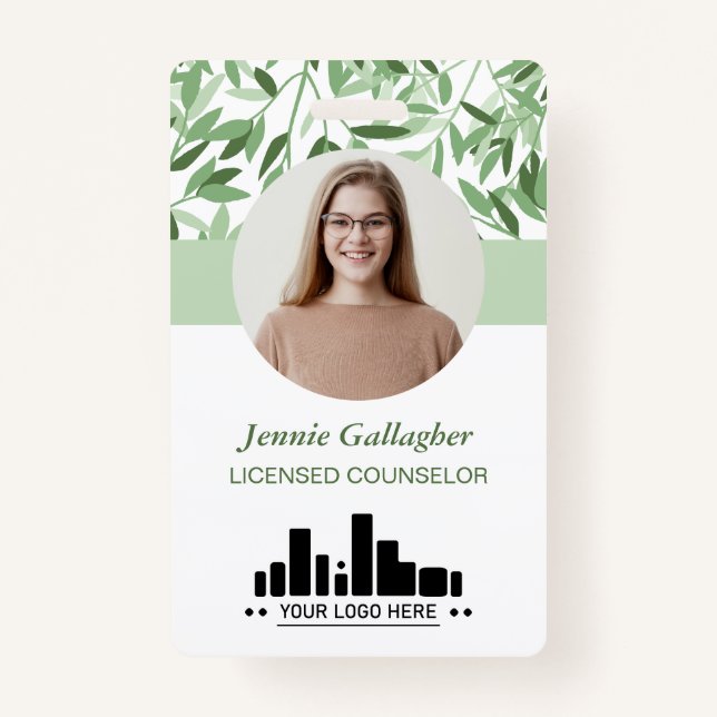 Badge Calme Vert Vert Vert Vert Vert Arrondi ID Photo Lo (Devant)