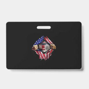 Badge Camionneur Drapeau Américain Camion