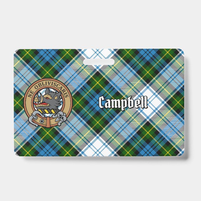 Badge Campbell Crest sur tartan de robe (Avant)