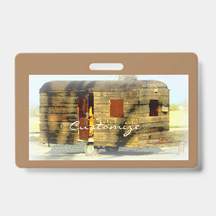 Badge Caravane gitane en bois patiné Thunder_Cove 