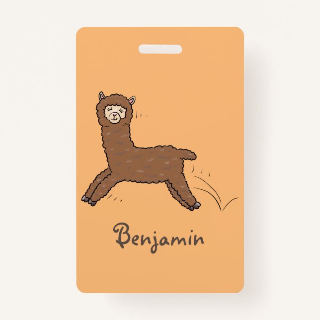 Badge Caricature d'alpaga brun joli (Devant)