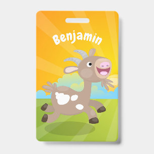 Badge Caricature de chèvre billy joyeux