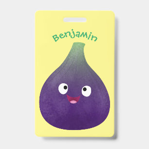 Badge Caricature de fruits mauve joyeux aux figues