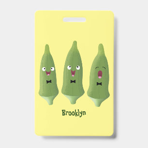 Badge Caricature de légumes de l'okra chantante mignonne