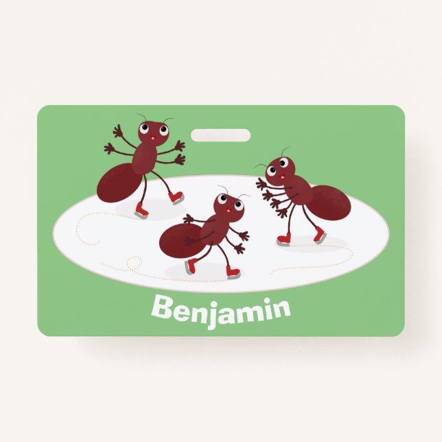 Badge Caricature de patinage sur glace de Happy red four (Devant)