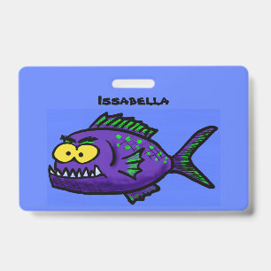 Badge Caricature de poisson de Piranha