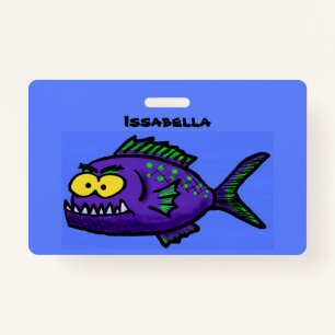 Badge Caricature de poisson de Piranha