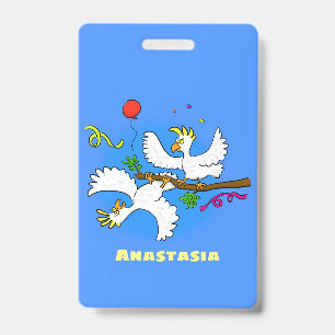 Badge Caricature d'oiseaux de cockatoo amusante
