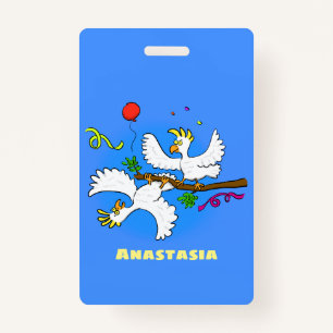Badge Caricature d'oiseaux de cockatoo amusante