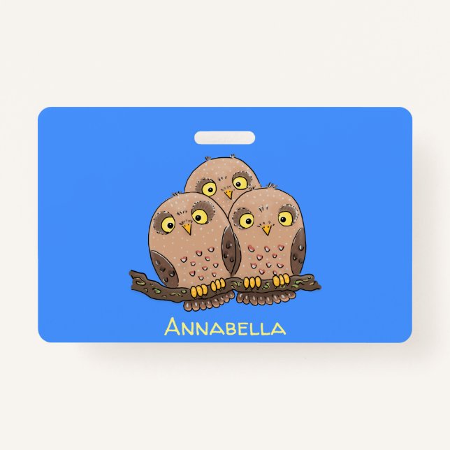 Badge Caricature en trio de chouette (Devant)