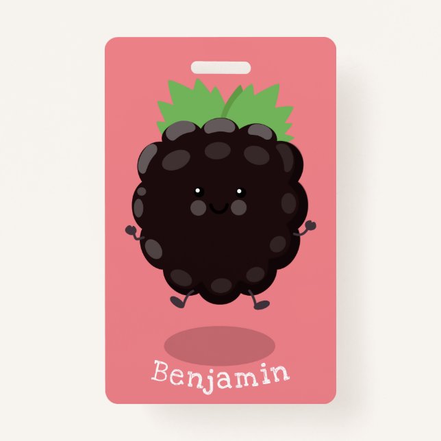 Badge Caricature mignonne de mûre mauve de mûre mûre mau (Devant)
