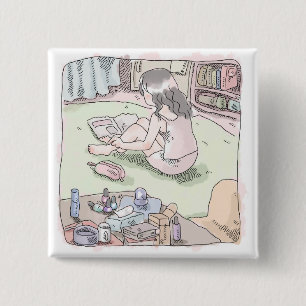 BADGE CARRÉ 5 CM さ む く し じ