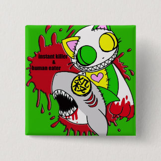 BADGE CARRÉ 5 CM 人喰いと瞬殺グリーン