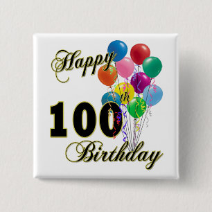 Badge Carré 5 Cm 100th cadeaux d'anniversaire et habillement