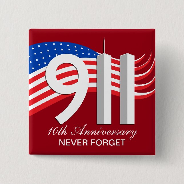 Badge Carré 5 Cm 11 septembre - 9/11 10èmes bornes de (Devant)