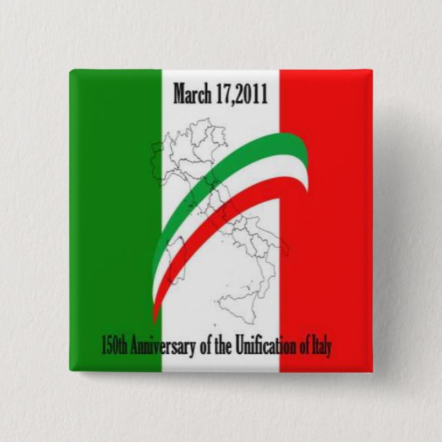 Badge Carré 5 Cm 150e anniversaire de l'unification de l'Italie (Devant)