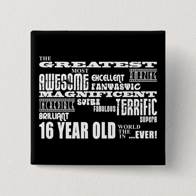 Badge Carré 5 Cm 16èmes ans de fête d'anniversaire d'amusement (Devant)
