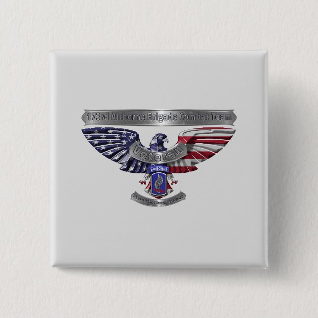 Badge Carré 5 Cm 173e Airborne "Fière d'avoir servi" (Devant)