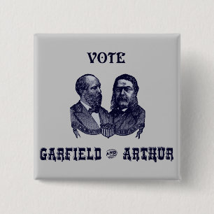 Badge Carré 5 Cm 1880 vote Garfield et Arthur, bleus