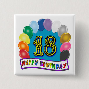 Badge Carré 5 Cm 18ème Cadeaux d'anniversaire avec la conception