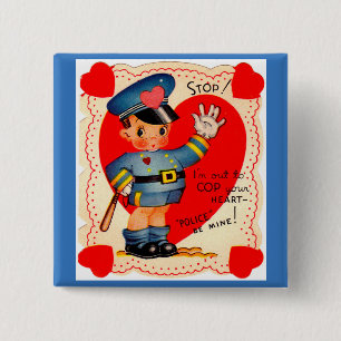 Badge Carré 5 Cm 1930s police boy valentine