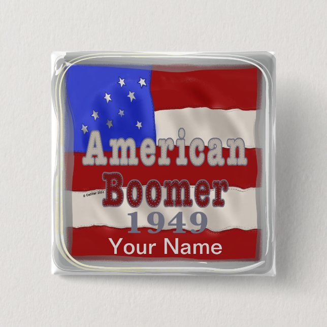 Badge Carré 5 Cm 1949 Bouton épingle de baby-boomer anniversaire (Devant)