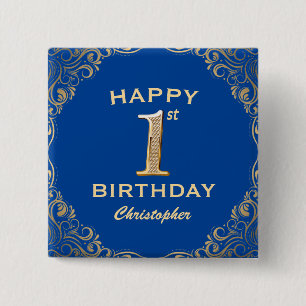 Badge Carré 5 Cm 1ère fête d'anniversaire Cadre Parties scintillant