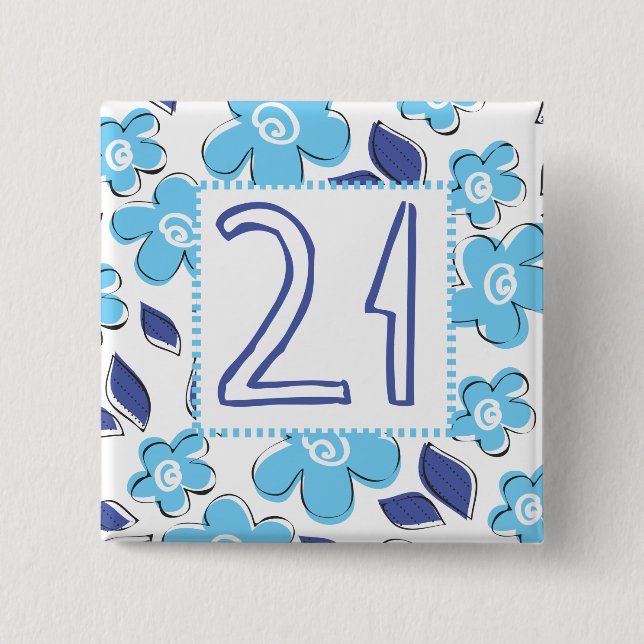 Badge Carré 5 Cm 21ème Anniversaire (Devant)