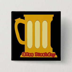 Badge Carré 5 Cm 21ème Bouton de fête d'anniversaire