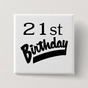 Badge Carré 5 Cm 21ème Noir d'anniversaire