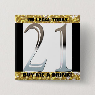 Badge Carré 5 Cm 21ème Numéro argenté 21 d'anniversaire