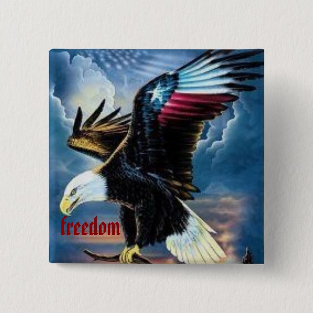 Badge Carré 5 Cm 22 aigle, liberté (Devant)