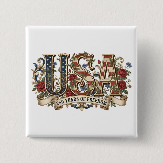 Badge Carré 5 Cm 250e anniversaire États-Unis Semiquincentenaire  (Devant)