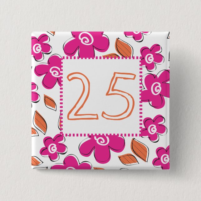 Badge Carré 5 Cm 25ème Anniversaire (Devant)