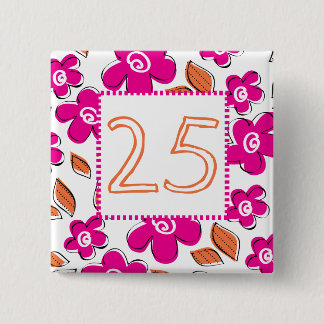 Badge Carré 5 Cm 25ème Anniversaire
