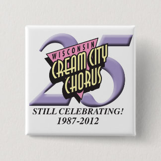 Badge Carré 5 Cm 25ème Bouton d'anniversaire